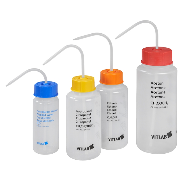 VITsafe Wash bottle PE-LD 250 ml, dest. Water